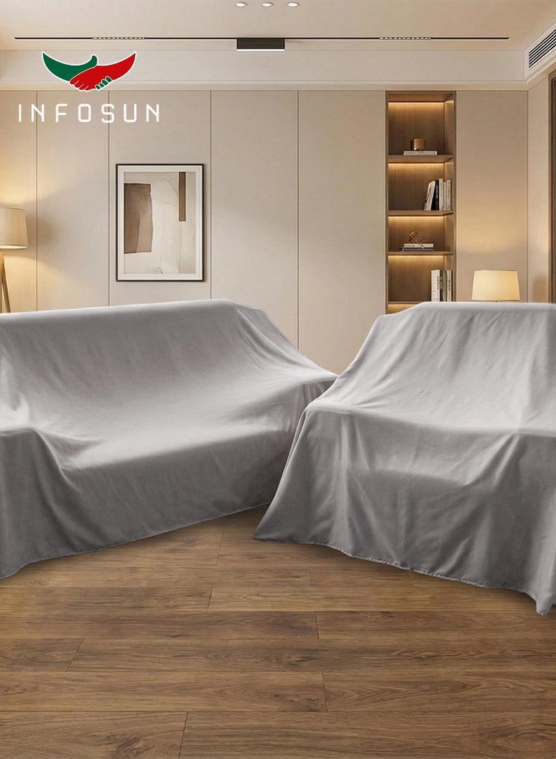 INFOSUN Outdoor Furniture Cover Set Durable Sofa Set Cover Premium Garden Furniture Cover Outdoor Furniture Cover Suitable for Sofa Sets and Dining Sets Dustproof Garden Furniture Cover Set (Grey) - Image 1